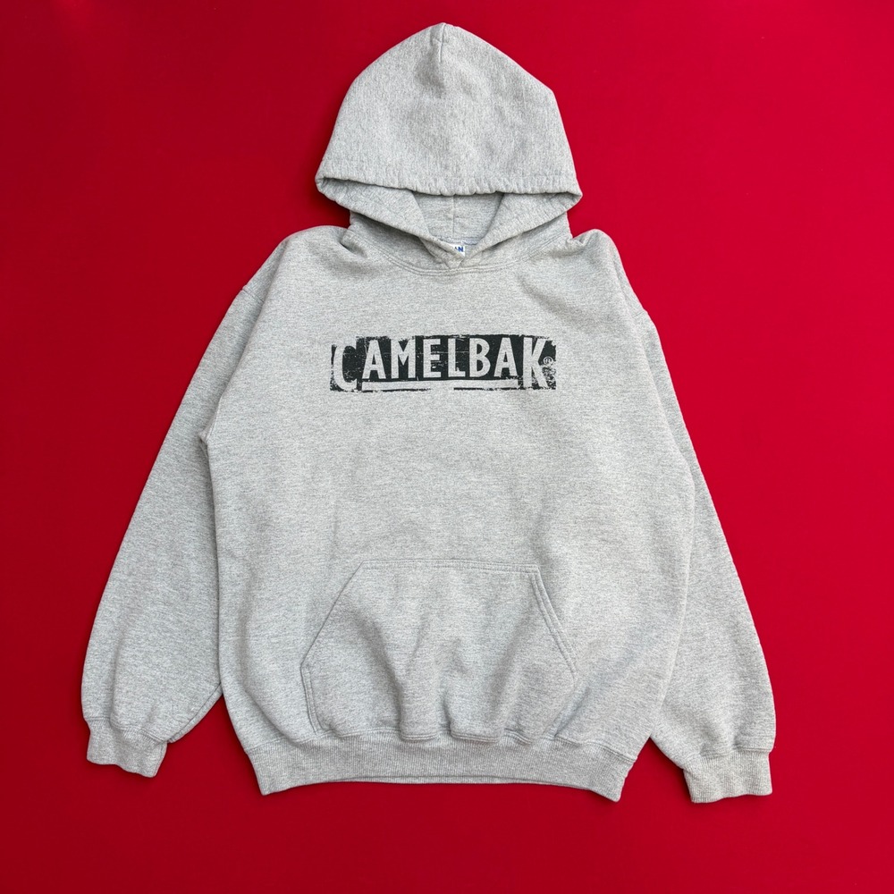 CamelBak Graphic Hoodie Mens Medium Gray Gildan Ultra Cotton Pullover Sweatshirt - Picture 1 of 8